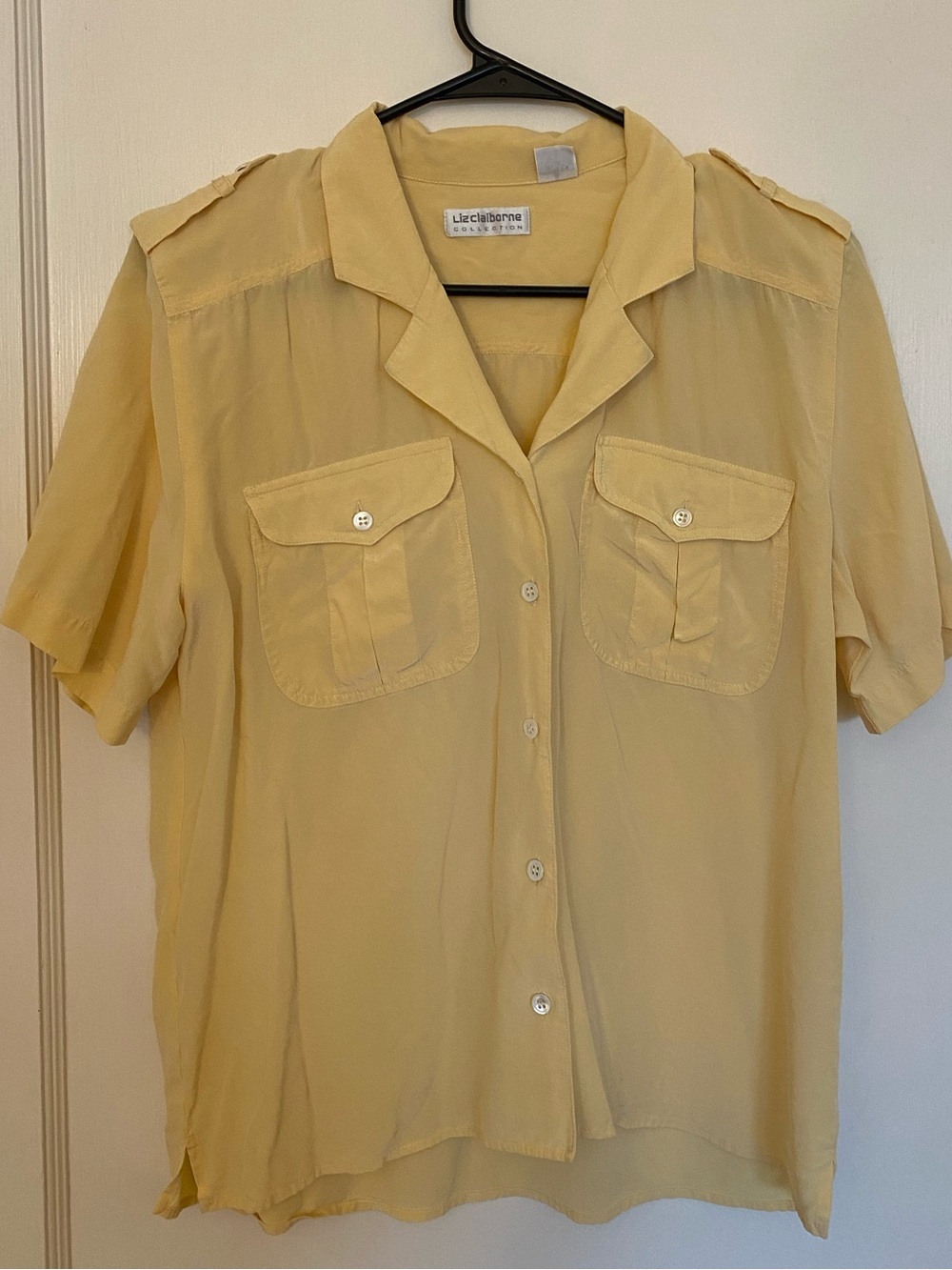 Liz Claiborne Pale Yellow Silk Button-Up Blouse